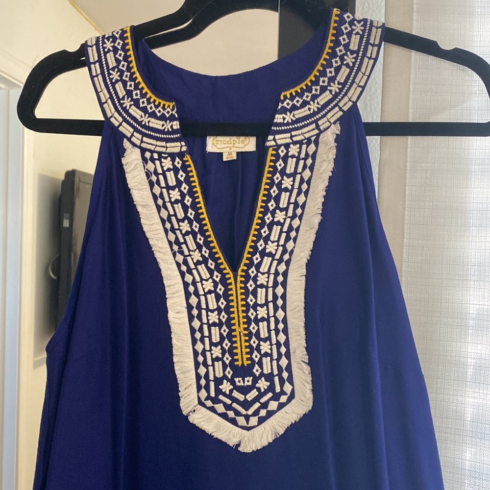 Navy blue embroidered dress